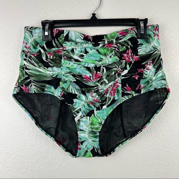 TORRID Tropical Bird of Paradise Ruched High Rise Bikini Bottoms, Size 0X - Picture 1 of 4
